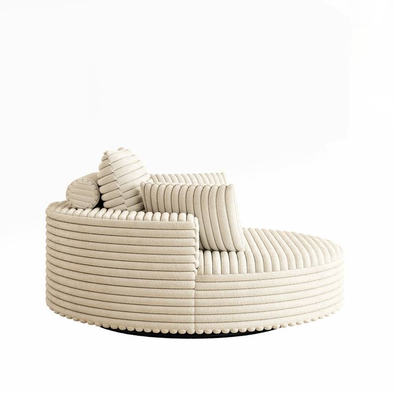 360 Degree Swivel Chair Corduroy Chenille Foam Single Sofa