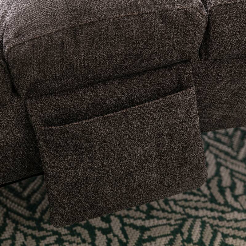 Luxury Upholstered Chaise Lounge Chair with Vibration for Relaxation, Fixed Back Fabric Leisure Recliner Sofa