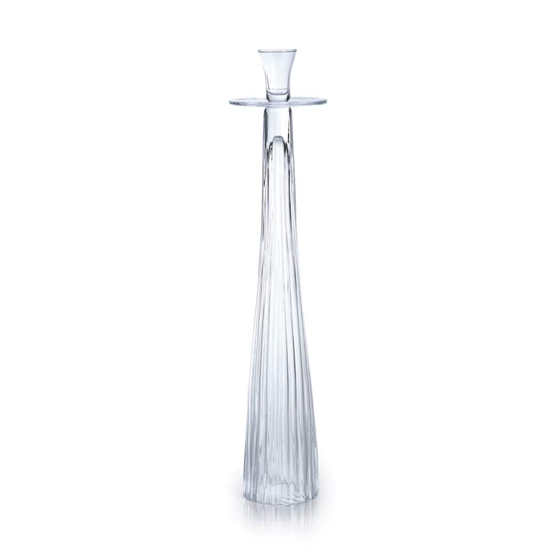 Oslob Tall Ribbed Glass Taper Holder - Large