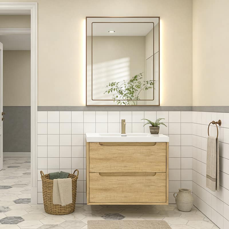 Prismis 24" 30" Wall-Mount Premium Bathroom Vanity with Integrated Sink