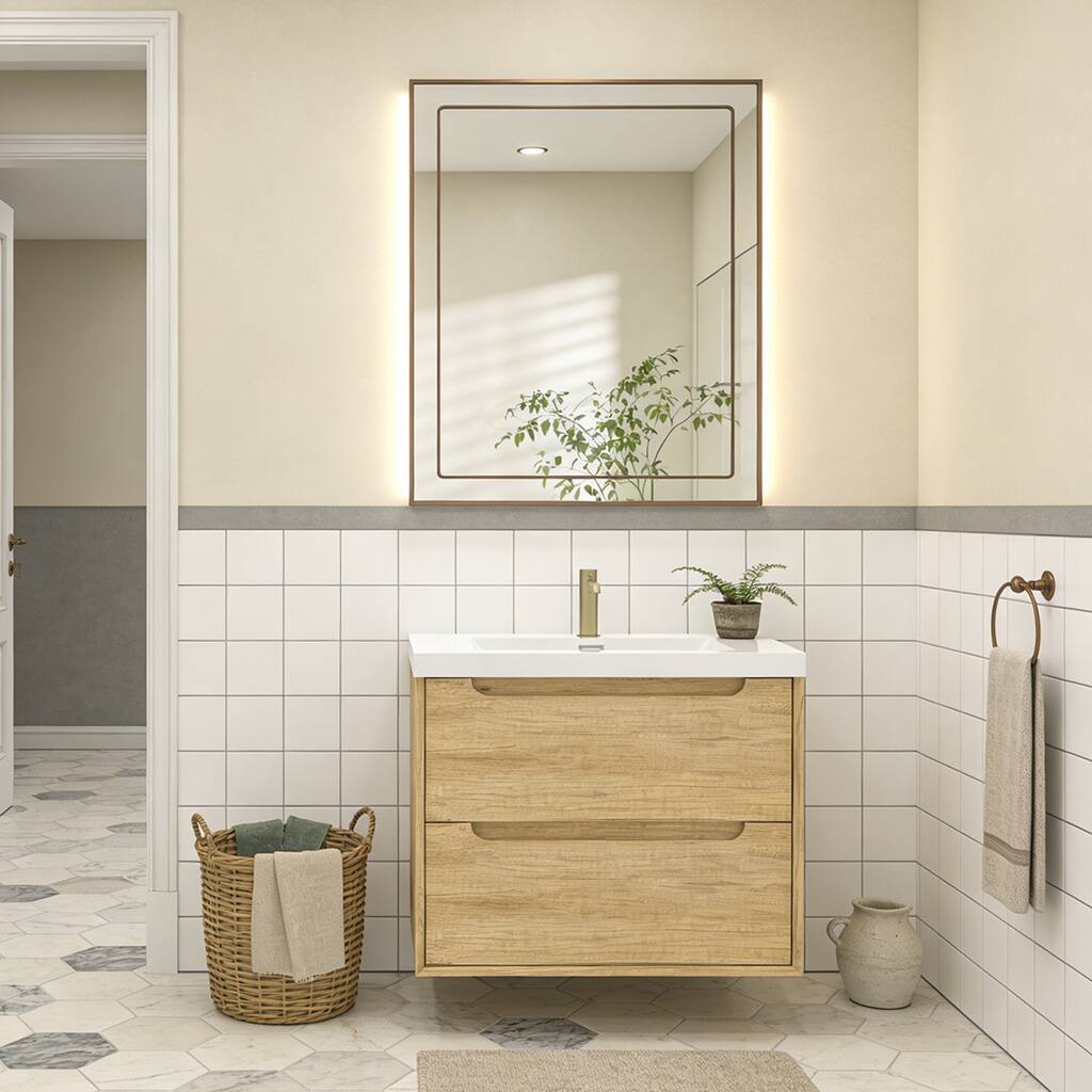 Prismis 24" 30" Wall-Mount Premium Bathroom Vanity with Integrated Sink