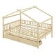 preview thumbnail 11 of 26, Full Size Wooden House-shaped Bed with Two Storage Drawers and Whimsical Sky Roof