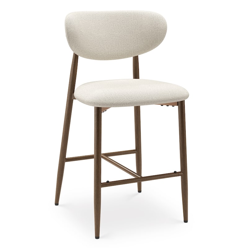 RENEWLINE 25 Inch Bar Stools with Backrest, Mid-Century Modern Counter Height Stools for Kitchen Island - Single - Beige