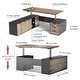 preview thumbnail 23 of 34, L-Shaped Executive Desk Adjustable Height with Universal Charging Ports Drawers and Cable Management