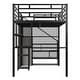preview thumbnail 11 of 30, Full Size Metal Loft Bed with Storage Wardrobe, Staircase & Desk
