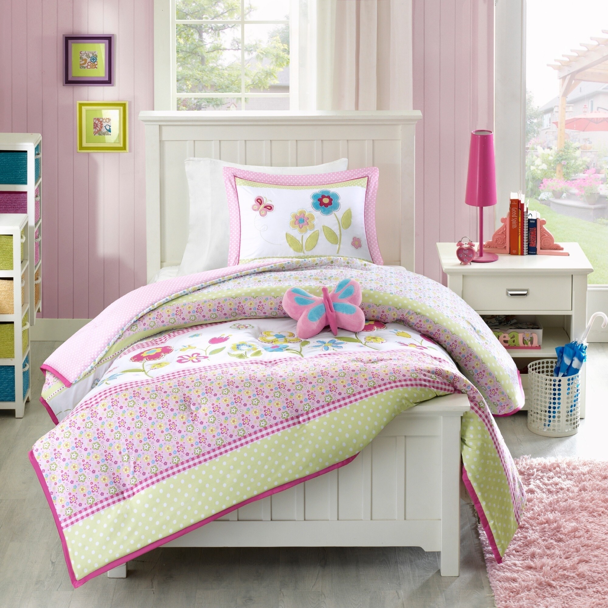 Kids Zone Home Linen 3 Piece Twin Size Sheet Set Lavender Butterfly Pattern for Girls//Teens.