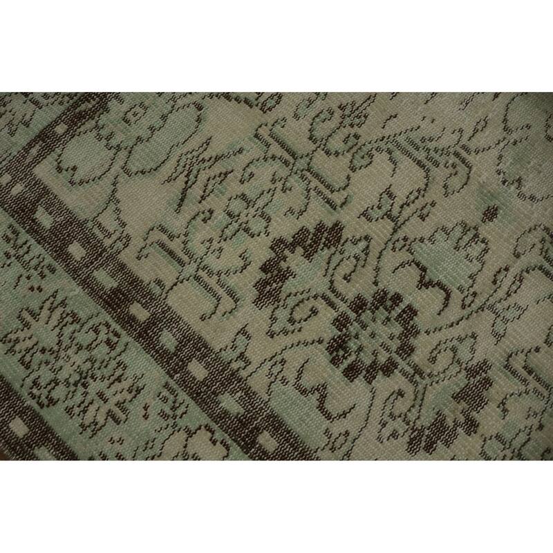 Hand Knotted Oriental 100% Wool Carpet Transitional Floral Green Anatolian Area Rug - 9' 4'' X 5' 2''