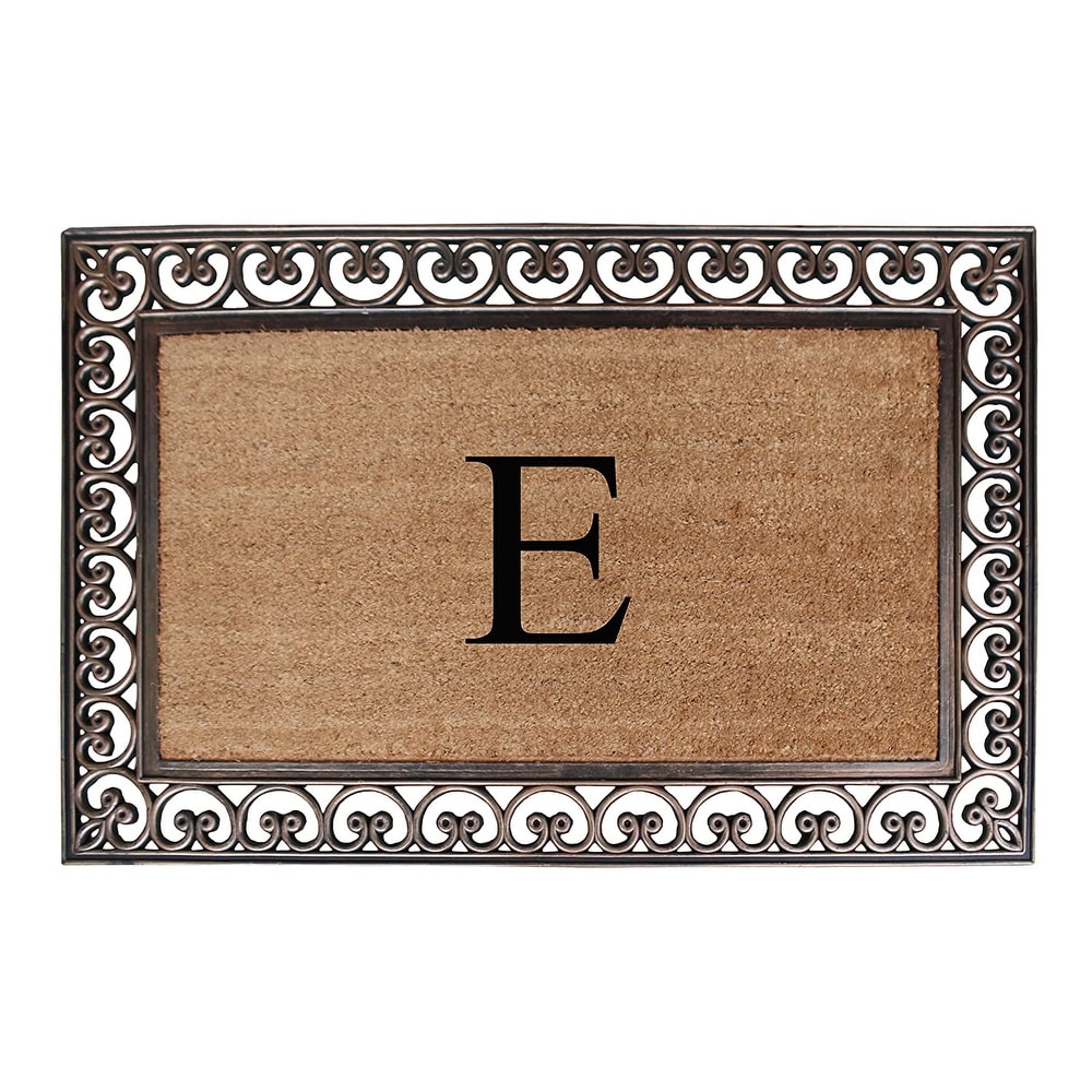 A1 Home Collections Rubber Coir Classic Paisley Border Monogrammed Welcome Entrance Doormat