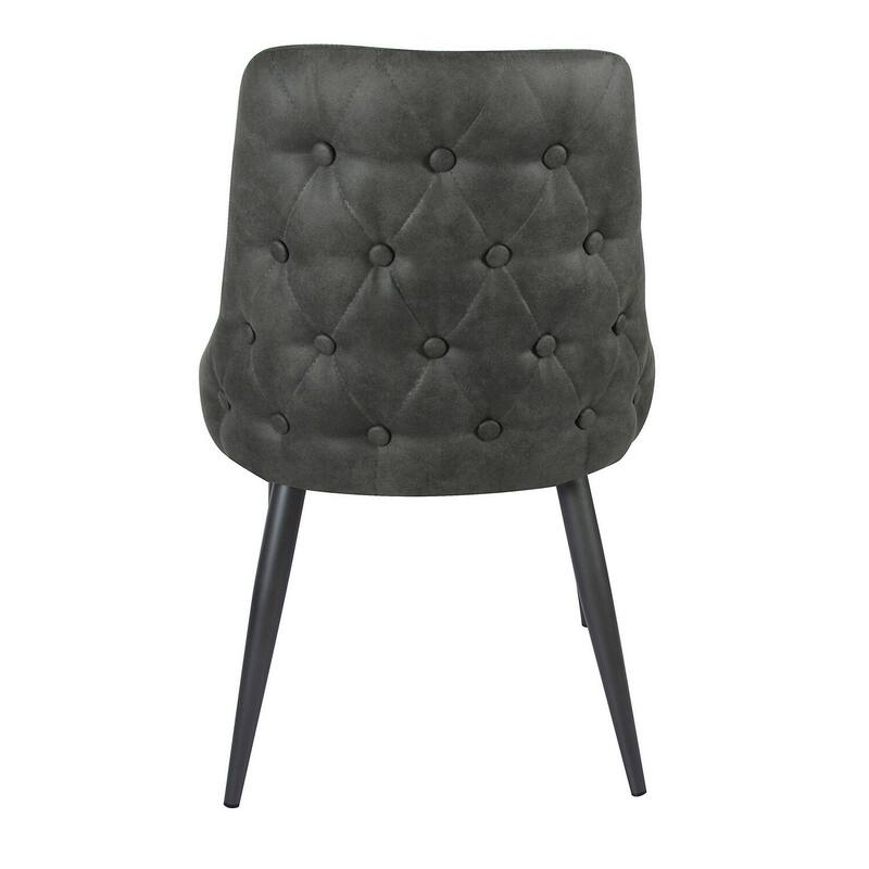 Black/Gray Fabric Upholstered Metal Frame Dining Chair, Set of 2, Sturdy Dining Chair for Dining Rooms - 22.75
