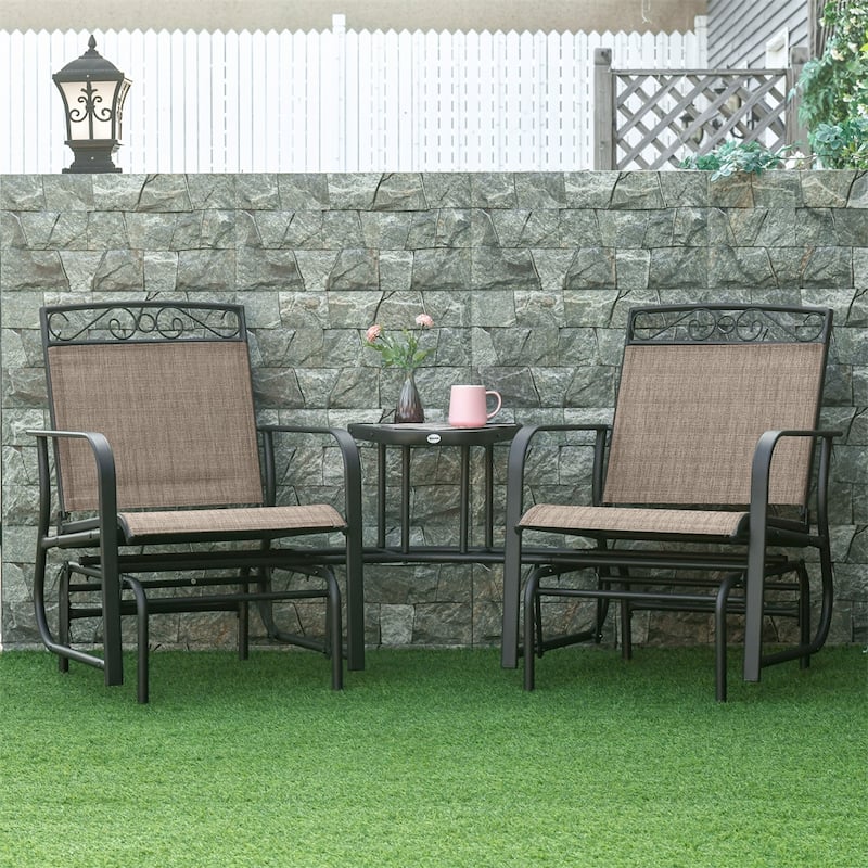 2-Seat Outdoor Glider Chairs with Coffee Table