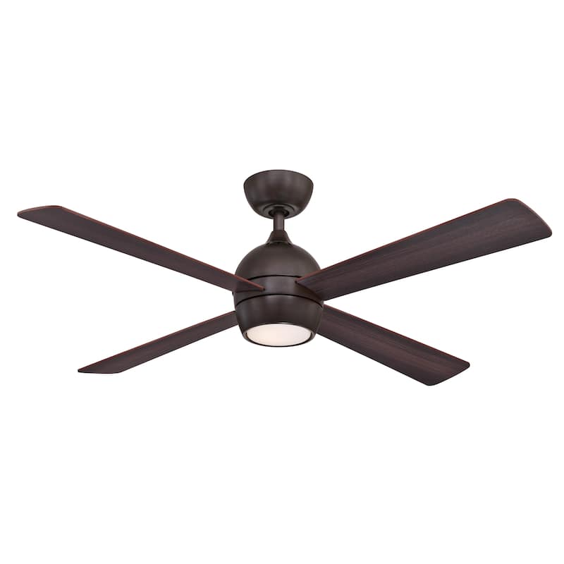 Fanimation Kwad 52 inch Indoor Ceiling Fan with LED Light Kit and Remote - Dark Bronze with Reversible Cherry/Dark Walnut Blades - Hardwired
