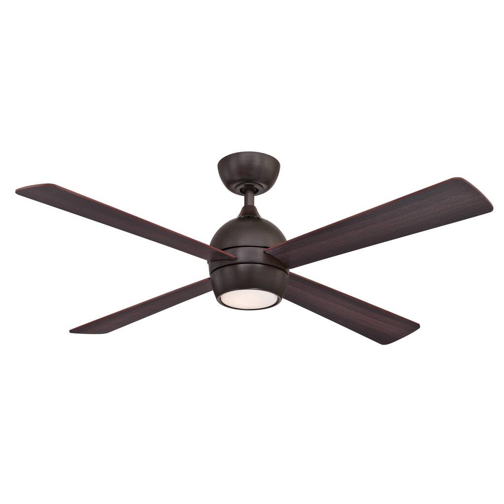 Fanimation Kwad 52 inch Indoor Ceiling Fan with LED Light Kit and Remote - Dark Bronze with Reversible Cherry/Dark Walnut Blades