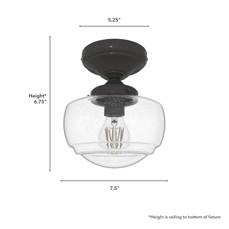 Hunter Saddle Creek 1 Light Contemporary Schoolhouse Flush Mount Ceiling Light - Bathroom, Hallway, Bedroom, Entry - Damp Rated!
