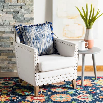 SAFAVIEH Jahi Plaid Decorative Pillow- Navy / Creme