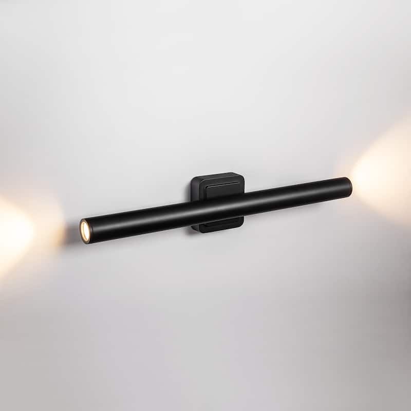 2-Light Modern Black Linear Waterproof IP54 Integrated LED Outdoor Wall Sconce Lights