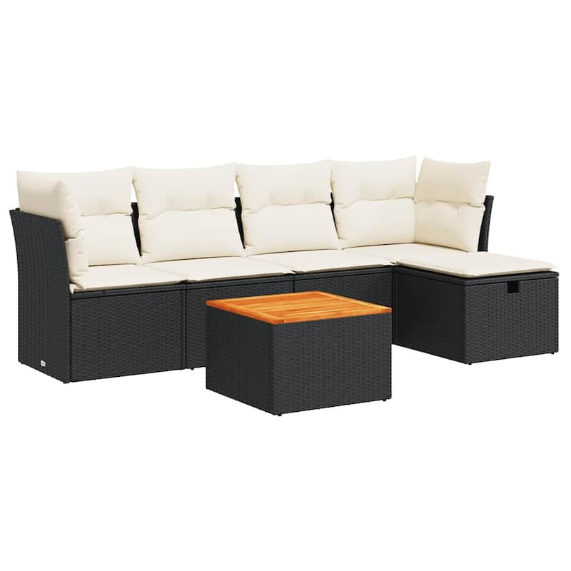 vidaXL Patio Sofa Set with Cushions Outdoor Furniture 6 Piece Poly Rattan