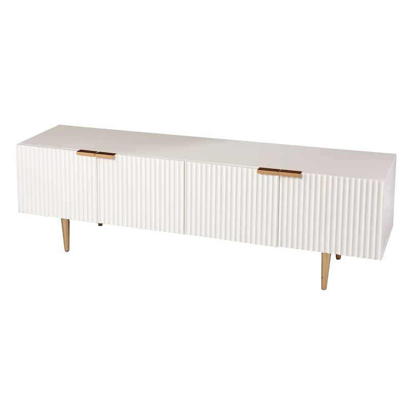 SEI Furniture Parkglen Contemporary Ribbed Wood Media TV Stand for TV's up to 58"