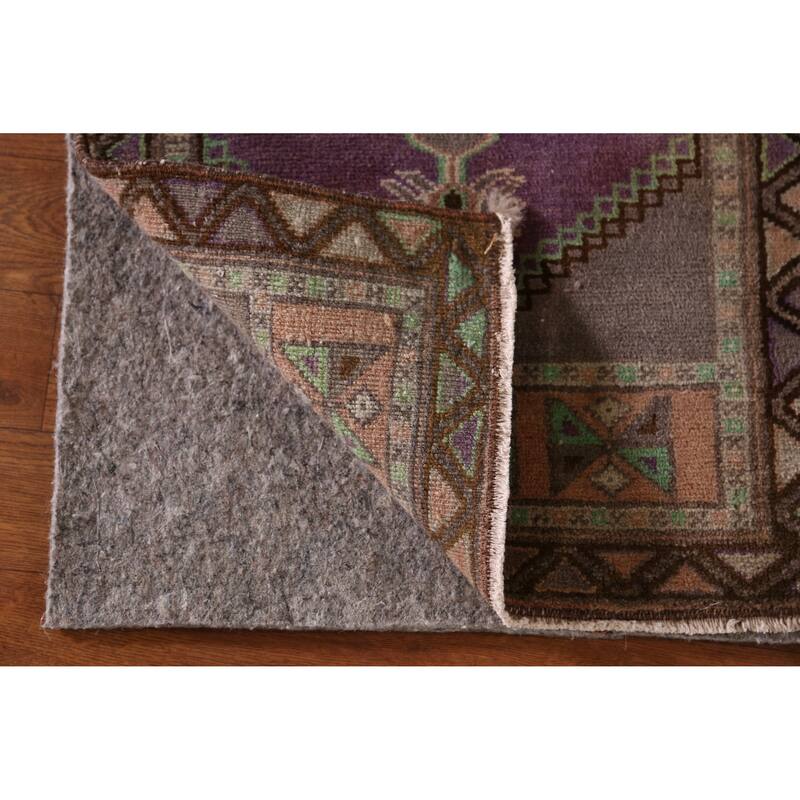 Hand Knotted Oriental 100% Wool Carpet Transitional Tribal Purples Anatolian Area Rug - 2' 11'' X 1' 6''