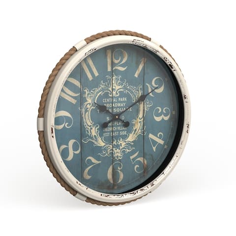 Vintage Coastal Style Round Iron Nautical Wall Clock
