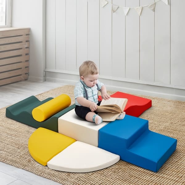 slide 2 of 44, Soft Foam Climbing and Crawling Blocks for Toddlers 1-3, Indoor Playset for Babies to Climb, Crawl 7 Pcs / Classic - Premium