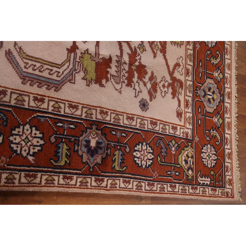 Transitional Pink Oushak Area Rug Handmade Oriental Wool Carpet - 7'10"x 9'10"