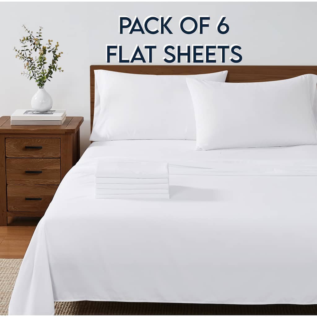 Truly Soft Hospitality 6 PACK Flat Sheet Set