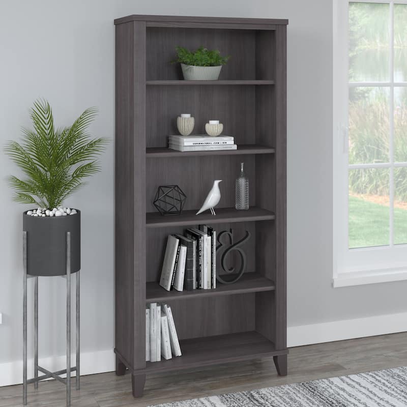 Bush Furniture Somerset Tall 5 Shelf Bookcase with Adjustable Shelves - Storm Gray