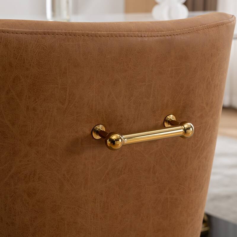 SEYNAR Modern Glam PU Leather Dining Chair or Vanity Chair Set of 2 with Rear Handle