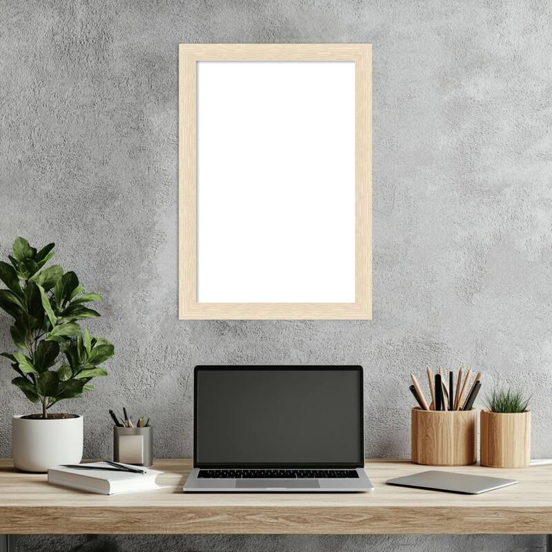 Amanti Art Woodgrain Stripe Blonde Framed Dry Erase Magnetic Board