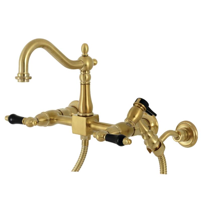 Kingston Brass Duchess 1.8 GPM Wall Mounted Widespread Bridge Kitchen - Brushed Brass
