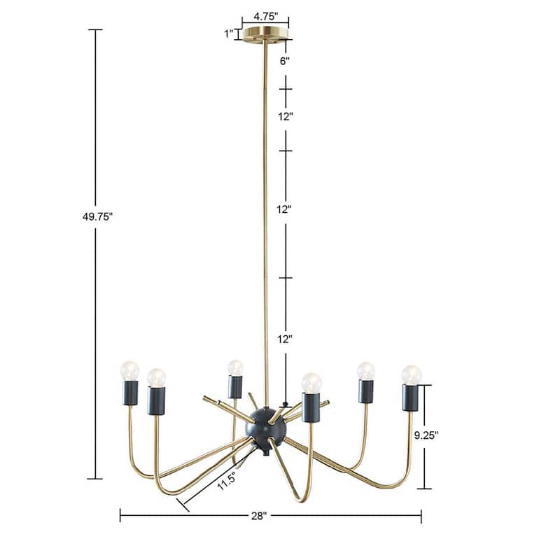 6-Light Metal Chandelier for living room,bedroom,and dining room