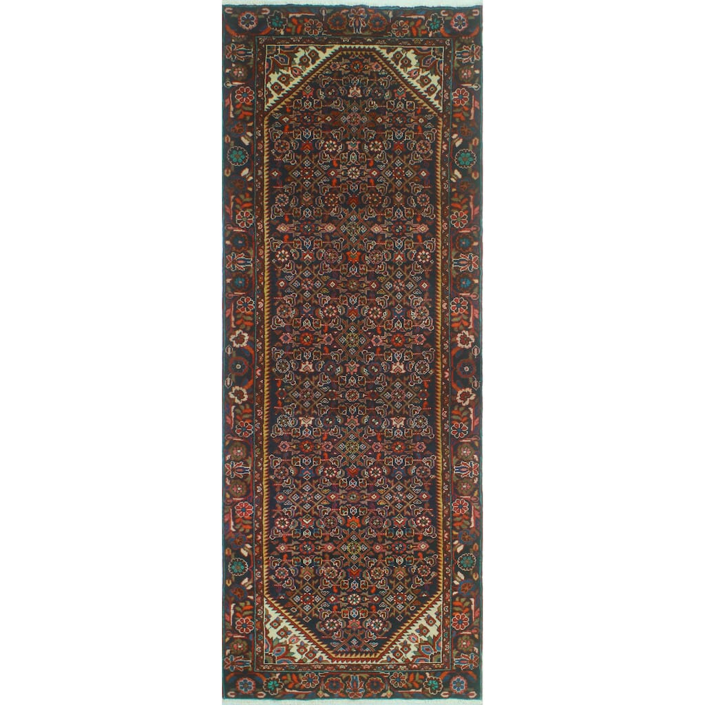 Fine Vintage Distressed Fadel Navy/Red Runner - 3'4" x 9'7"