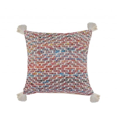 HomeRoots 20" X 20" Red Green Blue Yellow And Orange Polyester Geometric Zippered Pillow