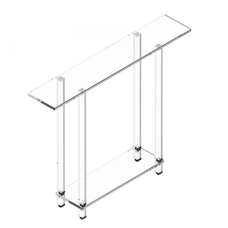 Clear Acrylic 2-Tier Console Table with Sturdy Metal Connectors and Storage - 7.6 x 39.4 x 31.5 in