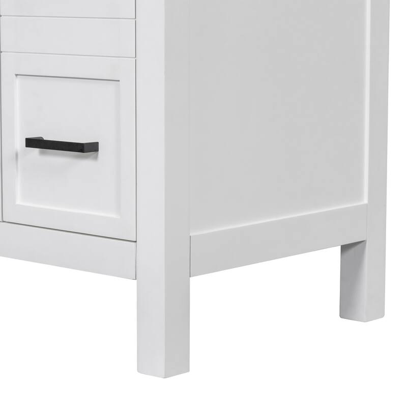 Bathroom Vanity Freestanding Cabinet with Resin Integrated Sink, 4 Drawers, 2 Cabinets, Solid Wood Frame and Adjustable Shelves