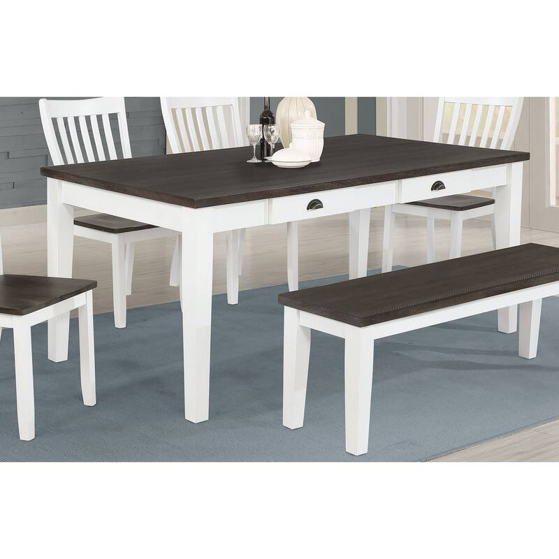 Kingman 72-inch 4-drawer Dining Table Distressed White