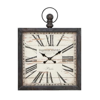 Metal Pocket Watch Style Decorative Wall Clock - Brown - Roche River Decor