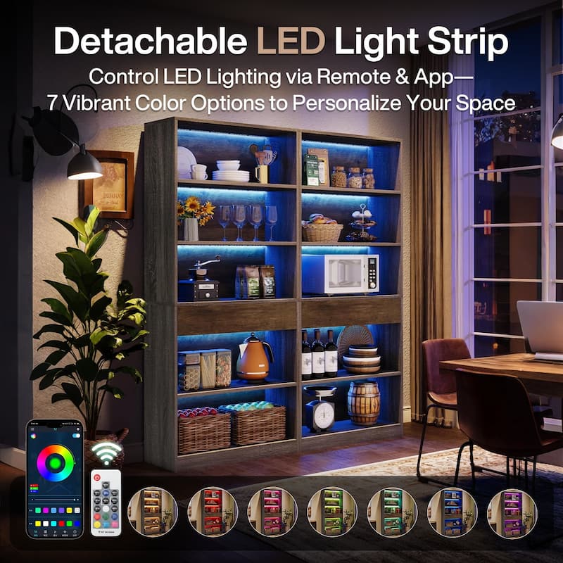 5-Tier Bookcase with LED Lights