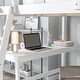 preview thumbnail 4 of 6, White Full Size Pine Wood Loft Bed with Desk, Ladder, and Shelves, High Guard Rails