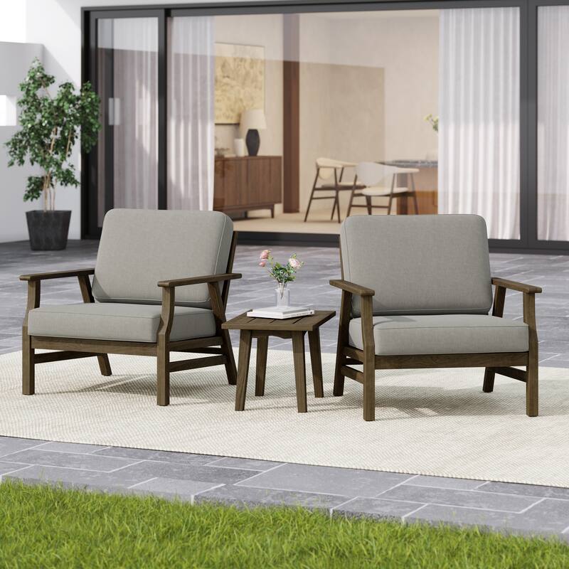 3-piece Cushioned Outdoor Club Chiars With Side Table