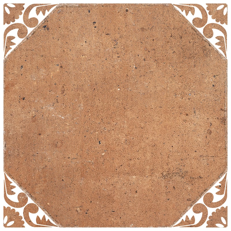 Merola Tile Degas Cotto with White Deco 8-7/8" x 8-7/8" Porcelain Floor and Wall Tile