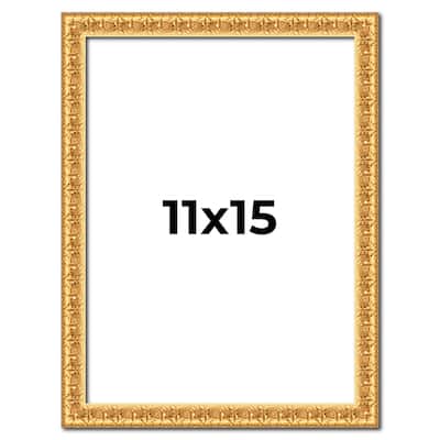 11x15 Frame Gold Real Wood Picture Frame Width 1 inches | Interior