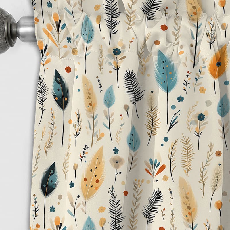 Designart "Antique Beige Vintage Minimalism Boho Pattern" Boho Blackout Curtain For Living Room Décor