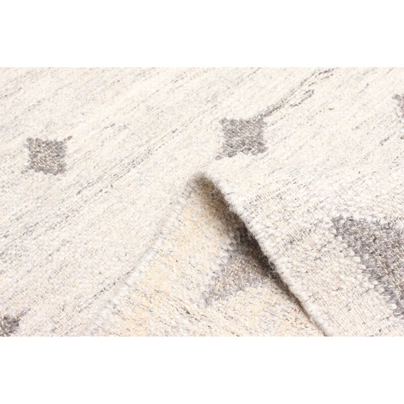 ECARPETGALLERY Flat-Weave Ankara FW Light Grey Wool Kilim - 5'2 x 7'7