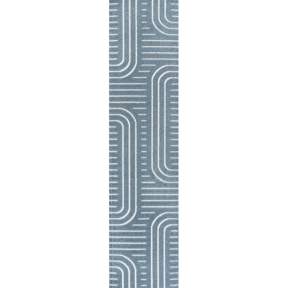 JONATHAN Y Finn High-Low MidCentury Modern Arch Stripe Two-Tone Indoor/Outdoor Rug