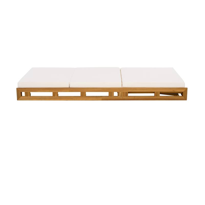 Christopher Knight Home- Cassian Patio Acacia Wood Chaise Lounge Set
