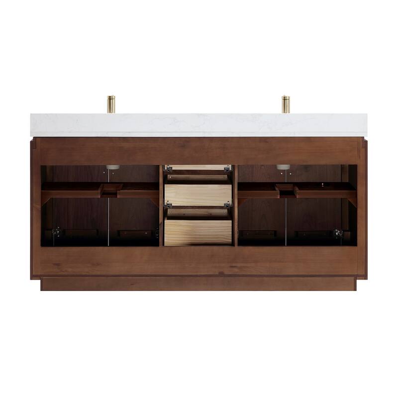 San Double Bath Vanity with Composite Stone Top and Mirror