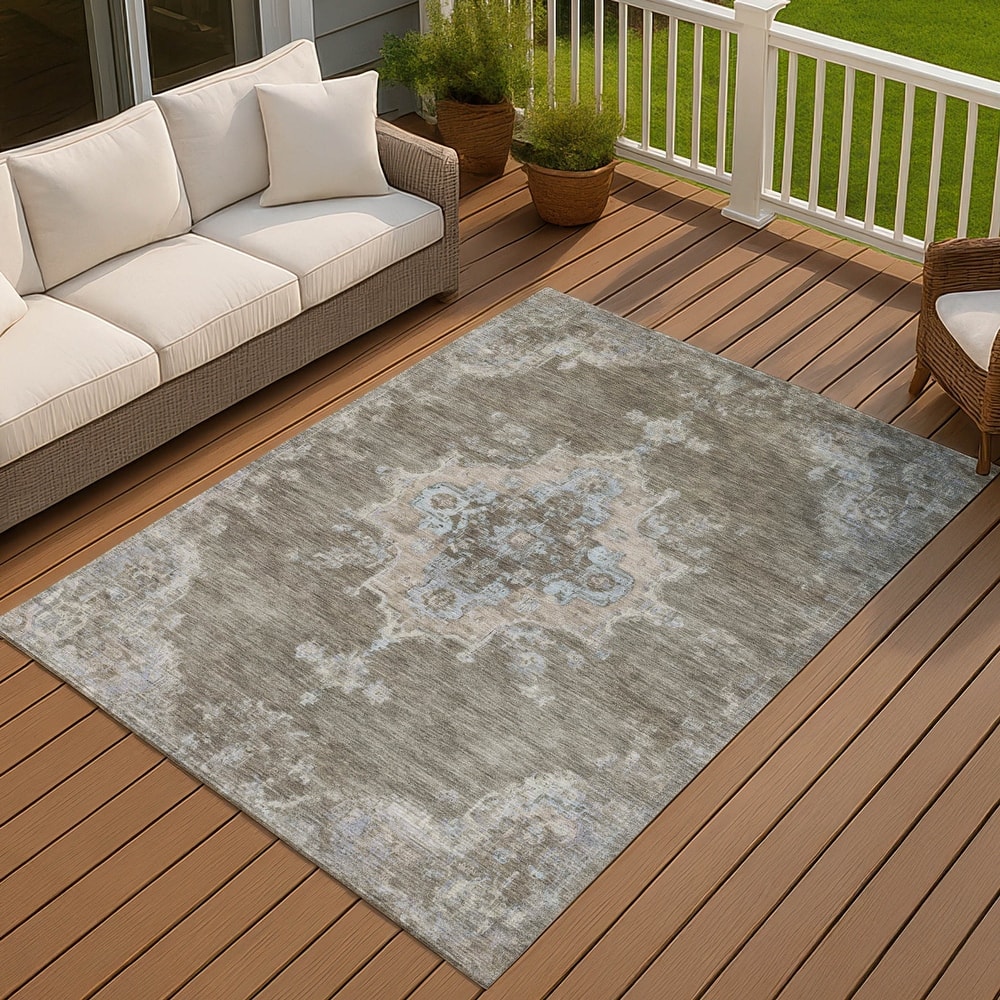 Machine Washable Indoor/ Outdoor Traditional Tabriz Chantille Rug