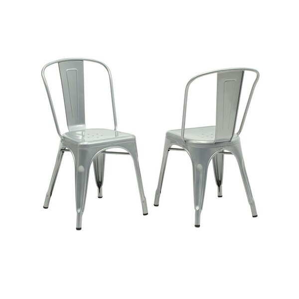 Monarch Specialties I 2412 Set Of Two 18 Inch Wide Metal Dining Chair Silver