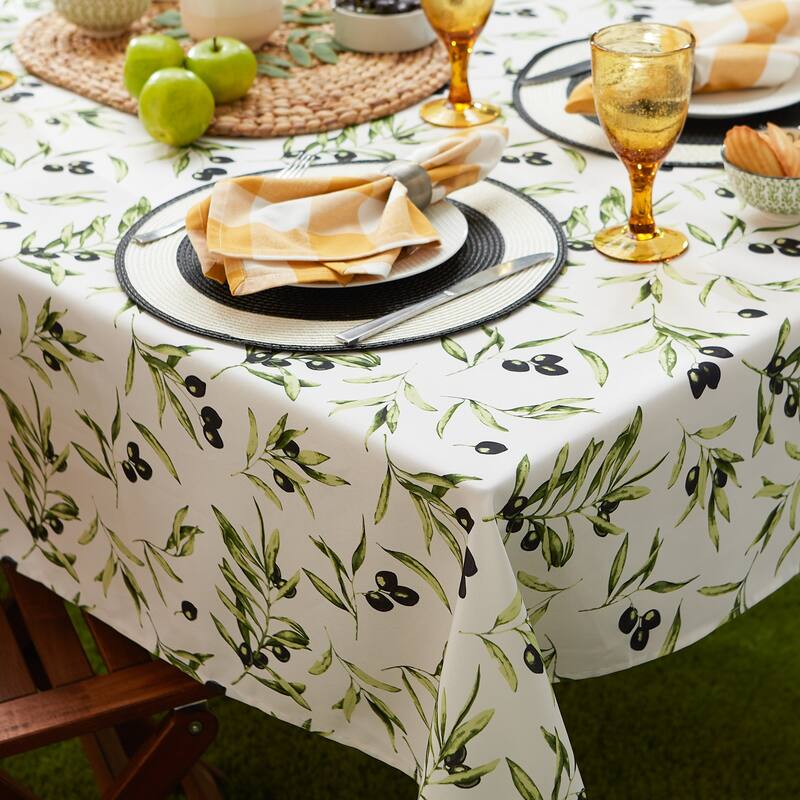 Olives Print Outdoor Tablecloth with Zipper, 60 Round